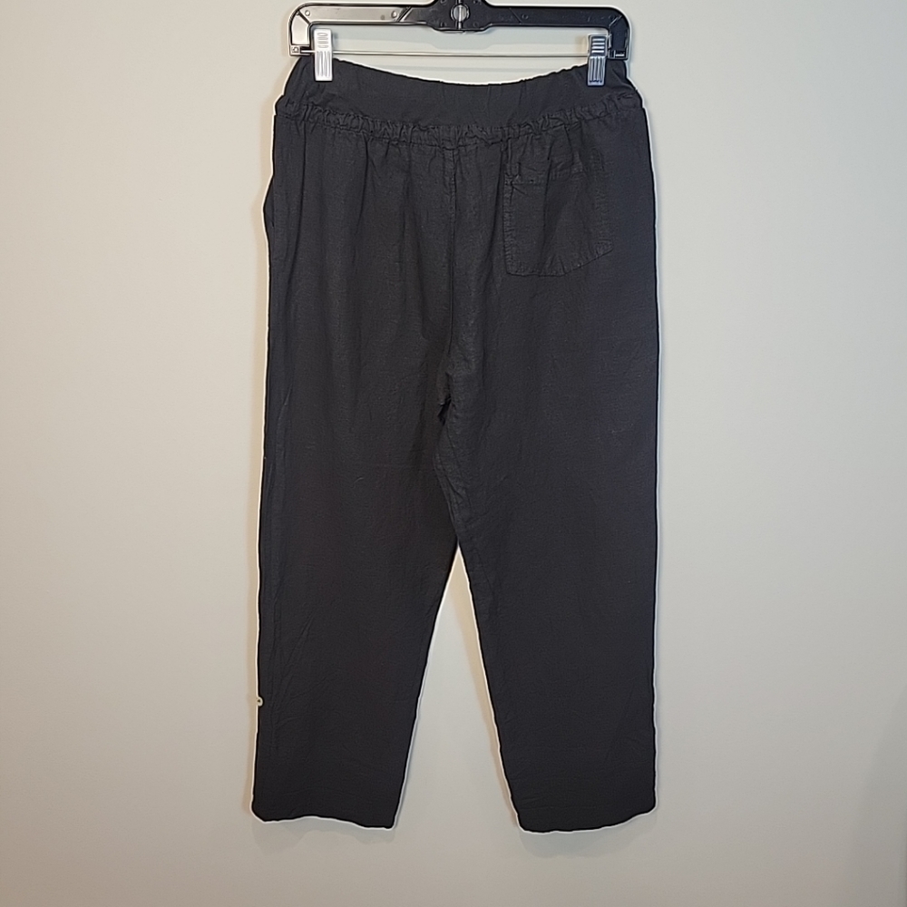 Belle France Linen Pants Pull‎ On Black Women Lightweight Drawstring Pants - Picture 7 of 14